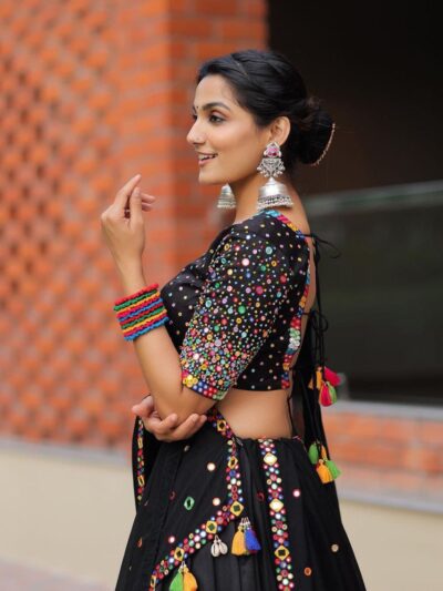 black single color lahenga choli