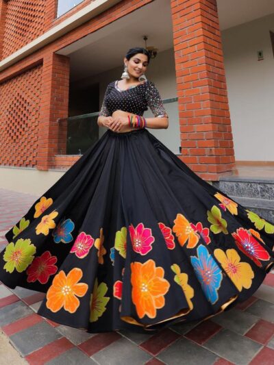 black single color lahenga choli