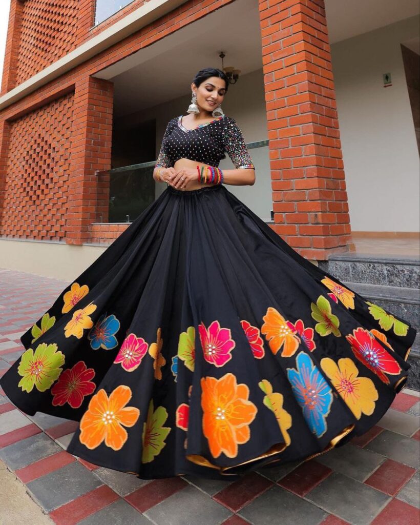 black single color lahenga choli