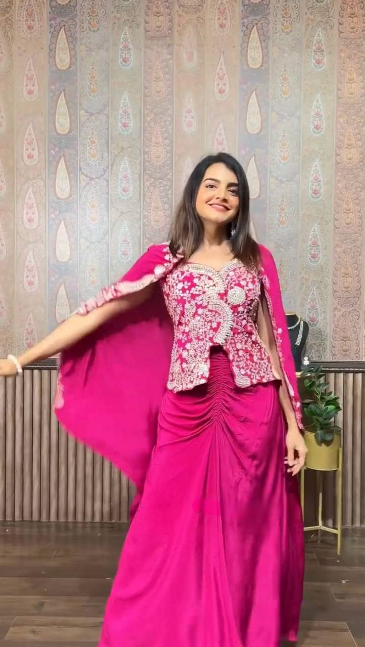 three piece indo western ready ato wear dhoti with long blouse and koti 😍 three piece indo western ready ato wear dhoti with long blouse and koti 😍