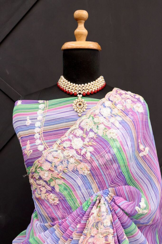 designer sequence work saree