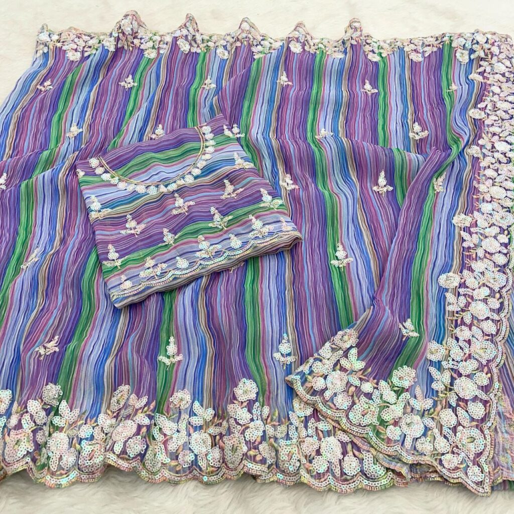 designer sequence work saree