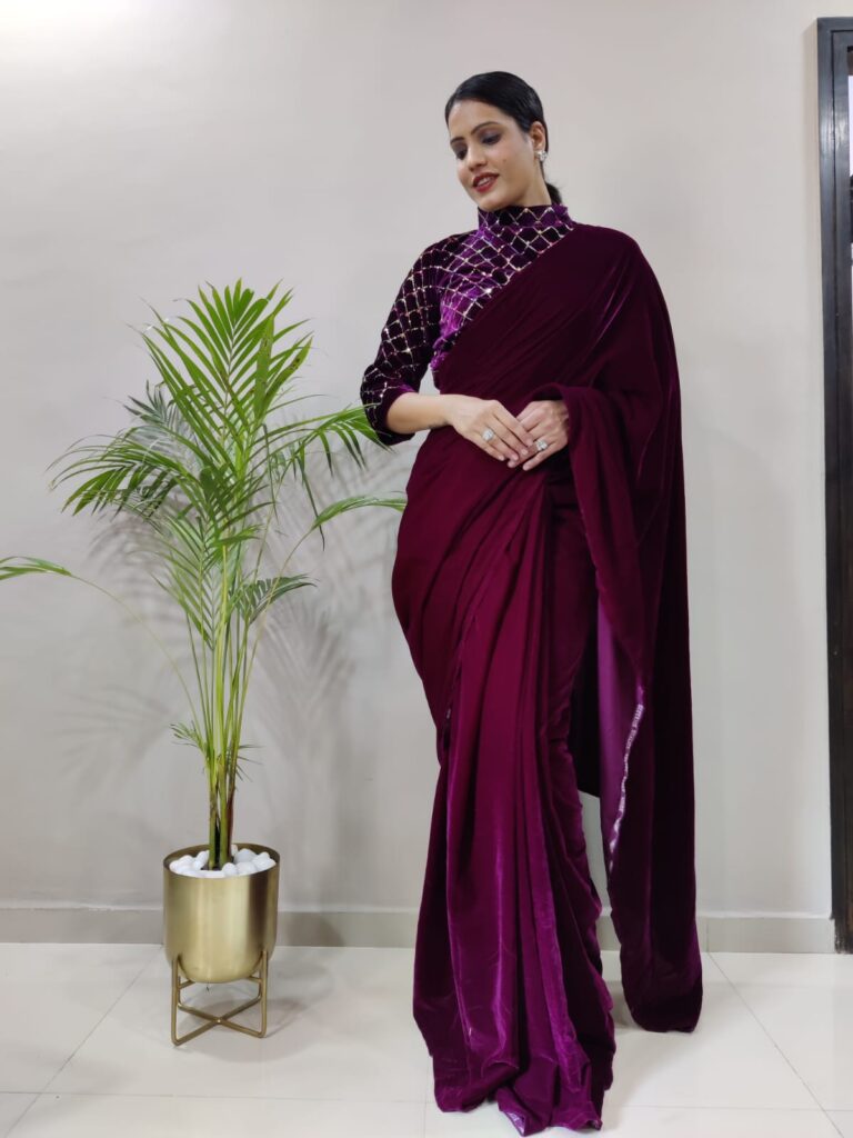 premium 9000 velvet saree