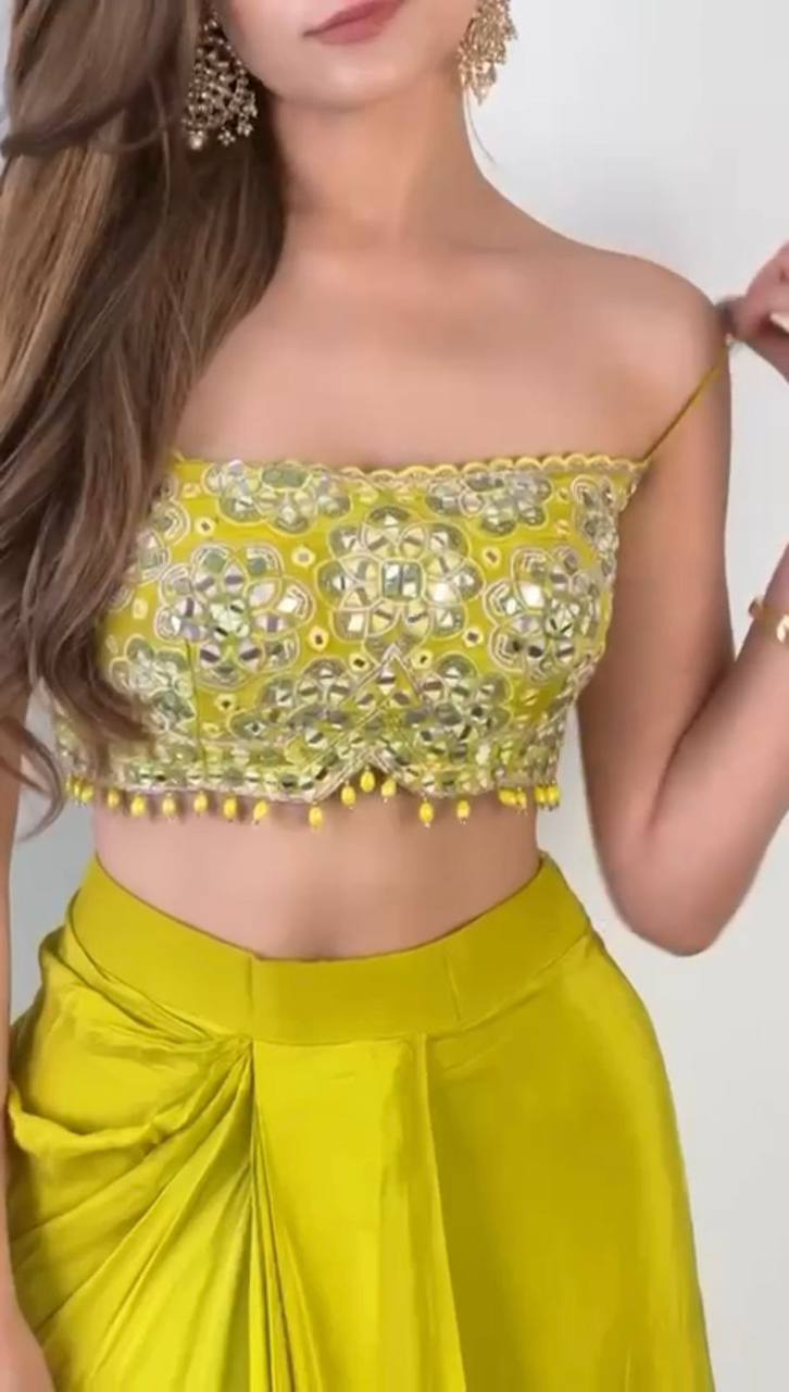 designer style dhoti with tube blouse and shrug designer style dhoti with tube blouse and shrug