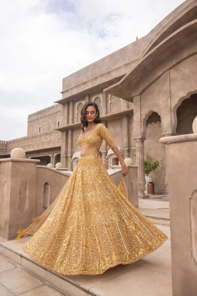 dreamex designer soft net lehenga with heavy sequin embroidery & feather lace dupatta