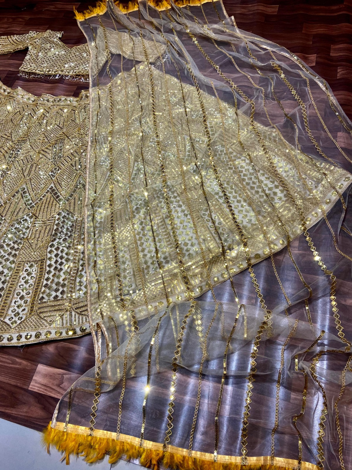 dreamex designer soft net lehenga with heavy sequin embroidery & feather lace dupatta dreamex designer soft net lehenga with heavy sequin embroidery & feather lace dupatta