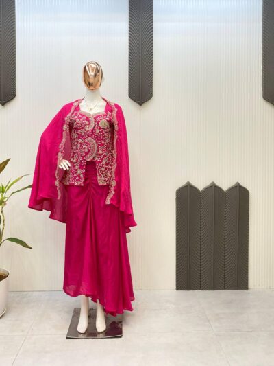 three piece indo western ready ato wear dhoti with long blouse and koti 😍