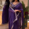 elegant purple rangoli silk saree with embroidery and jari work