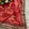 elegant maroon soft crush designer saree with embroidered blouse