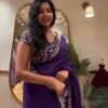 elegant purple rangoli silk saree with embroidery and jari work