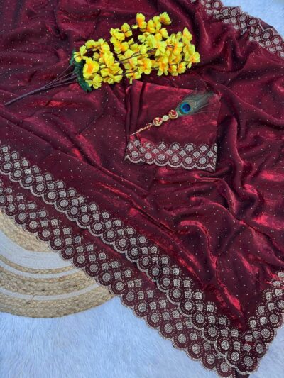 premium space silk saree with zarkhan work – designer collection