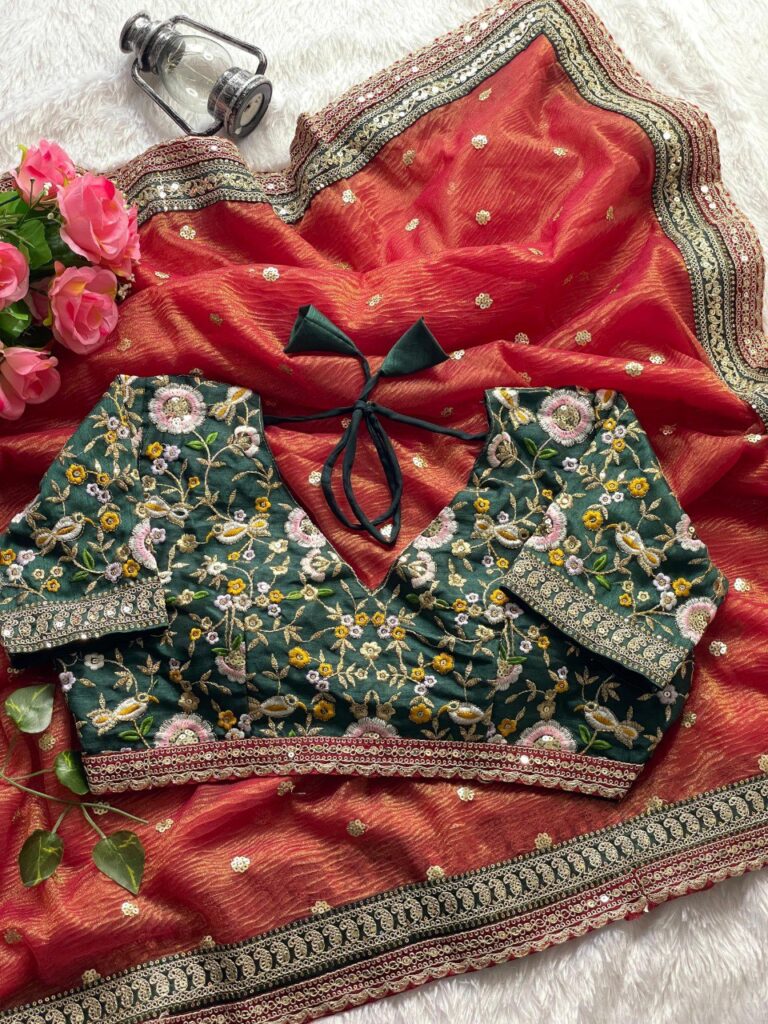 maroon soft crush saree with golden jari butta work