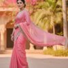 designer gold crush silk party wear embroidered saree