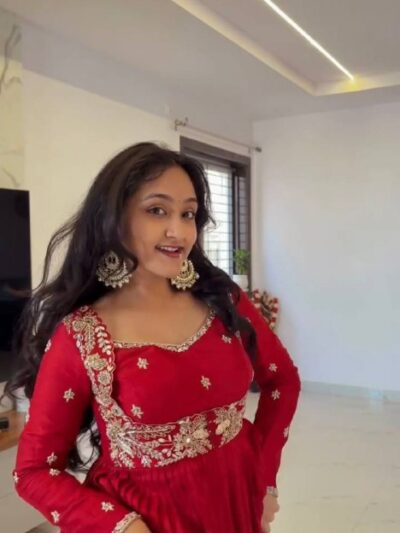 designer chinon silk party wear gown set with dupatta