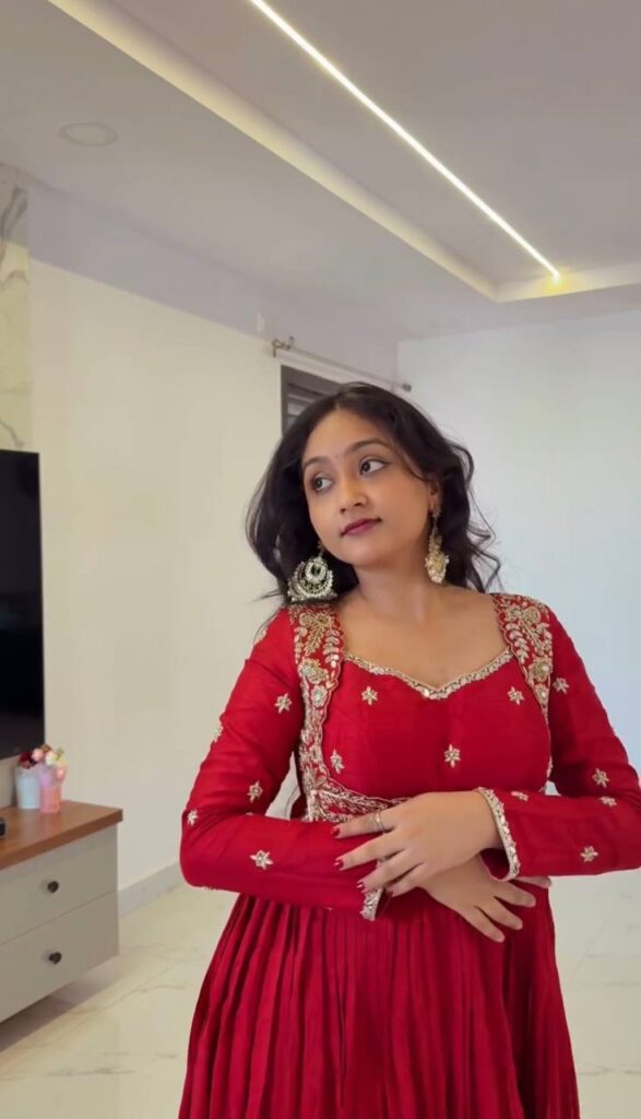 designer chinon silk party wear gown set with dupatta