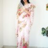 white organza ready to wear printed saree