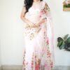 white organza ready to wear printed saree
