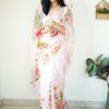 white organza ready to wear printed saree
