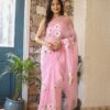 baby pink ready to wear printed georgette saree