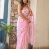 baby pink ready to wear printed georgette saree