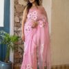 baby pink ready to wear printed georgette saree