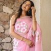 baby pink ready to wear printed georgette saree