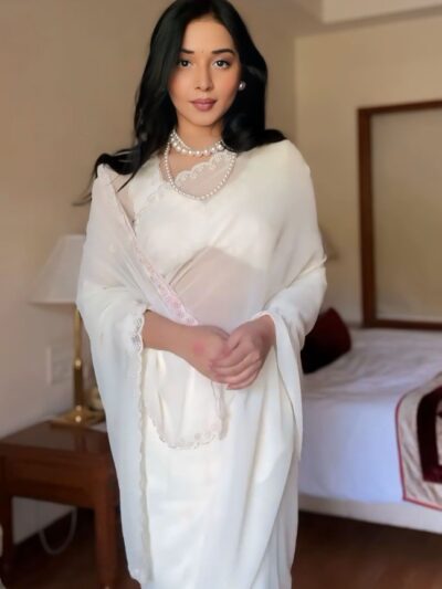 multi color hand work ready to wear georgette saree