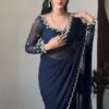 multi color hand work ready to wear georgette saree