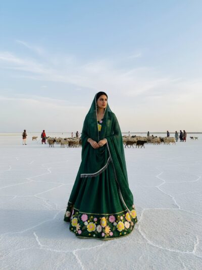 orange designer lehenga choli with crosek & thread embroidery | festive & party wear