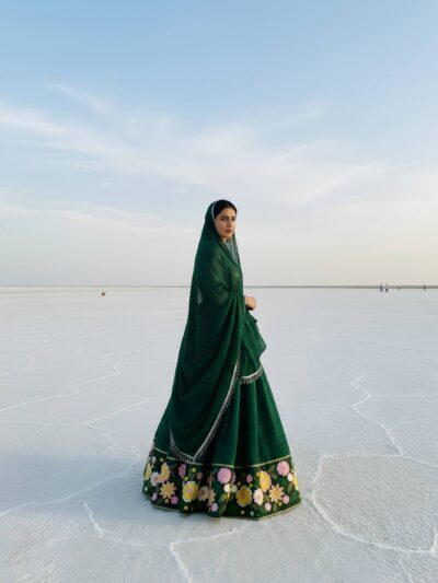 orange designer lehenga choli with crosek & thread embroidery | festive & party wear