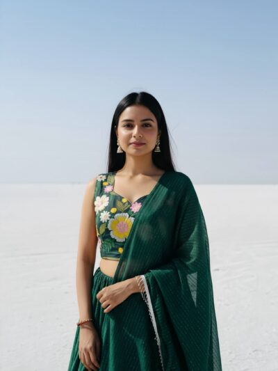 orange designer lehenga choli with crosek & thread embroidery | festive & party wear