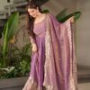 designer heavy fandy silk party wear gown set
