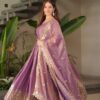 designer heavy fandy silk party wear gown set