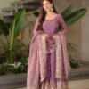 designer heavy fandy silk party wear gown set