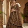 brown designer lehenga choli with sequins & zari embroidery