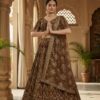 brown designer lehenga choli with sequins & zari embroidery