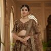 brown designer lehenga choli with sequins & zari embroidery