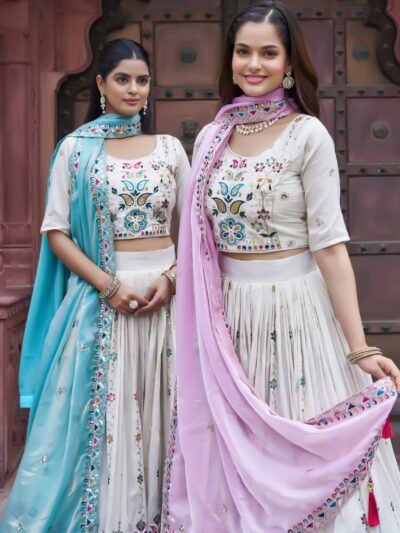 pure tissue silk festival lehenga choli with heavy embroidery