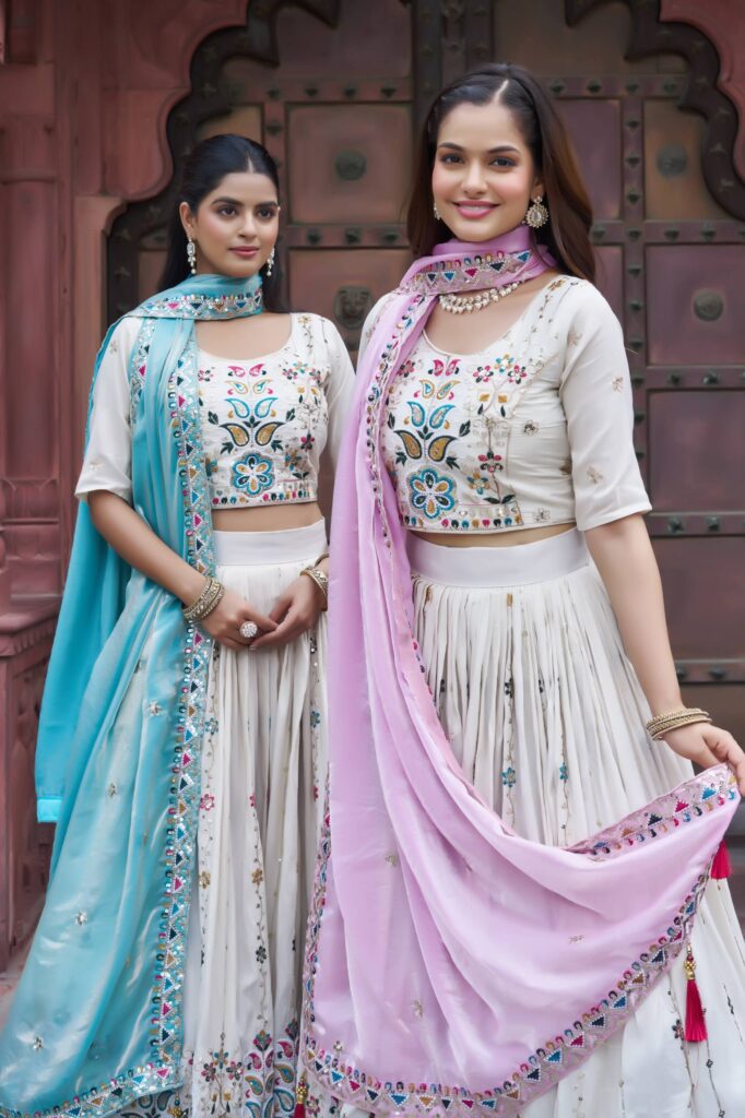 pure tissue silk festival lehenga choli with heavy embroidery