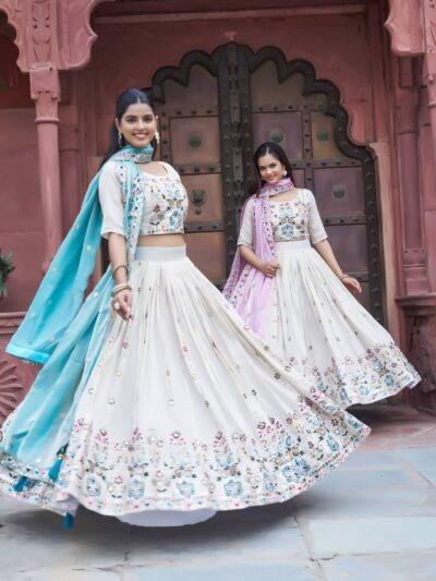 pure tissue silk festival lehenga choli with heavy embroidery