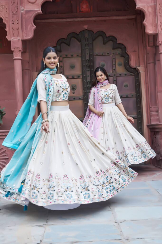 pure tissue silk festival lehenga choli with heavy embroidery