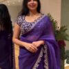 elegant purple rangoli silk saree with embroidery and jari work