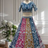 multi panel faux georgette lehenga choli with sequins zari work