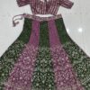 purple chinon silk lehenga choli with sequins embroidery