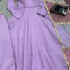 purple roman silk gown set with embroidered organza dupatta