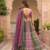 purple chinon silk lehenga choli with sequins embroidery