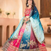 multicolor chinon lehenga choli with silver zari embroidery