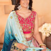 multicolor chinon lehenga choli with silver zari embroidery