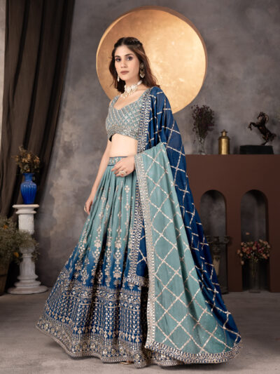 royal blue faux georgette digital print lehenga choli