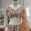rust orange butterfly net lehenga choli with white embroidery